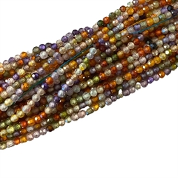 3 mm Cubic Zirkonia perler, Mix farver - Hel streng